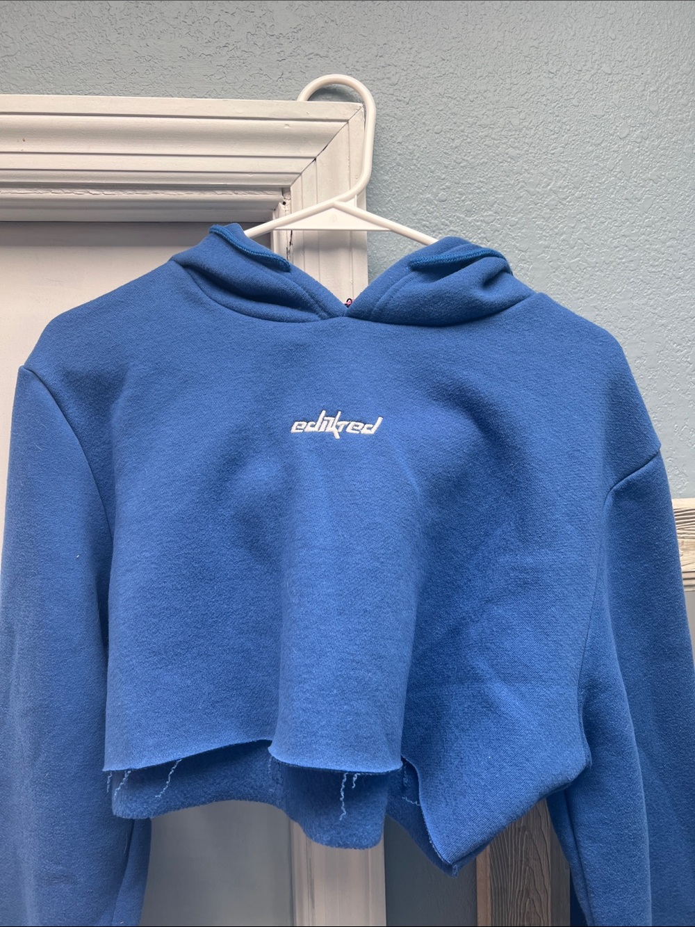 Edikted Cropped Hoodie in Blue- Currently on website!